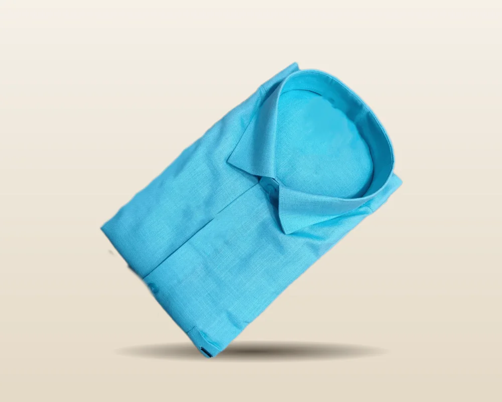 Powder blue linen-cotton shirt from the Summer Linen Edit